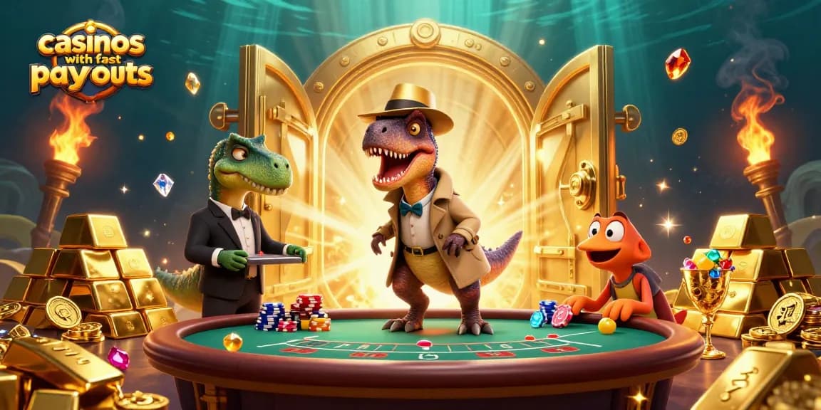 Experience thrilling gameplay at casinos with fast payouts revealed in an exciting 3D illustration.