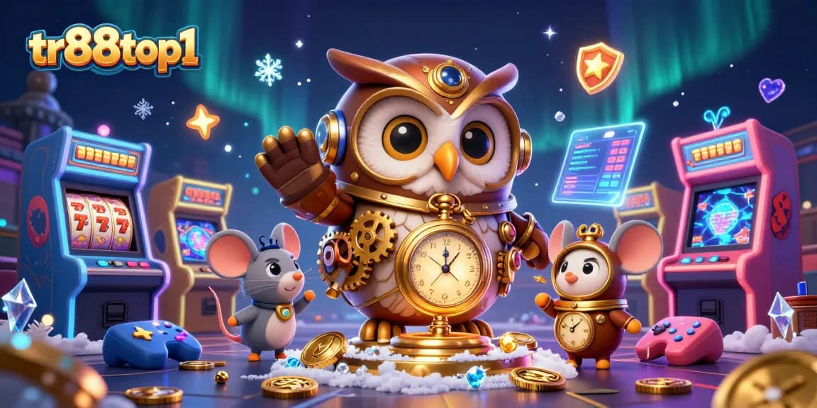 Experience tr88top1 with a vibrant casino world and engaging characters in this dynamic illustration.