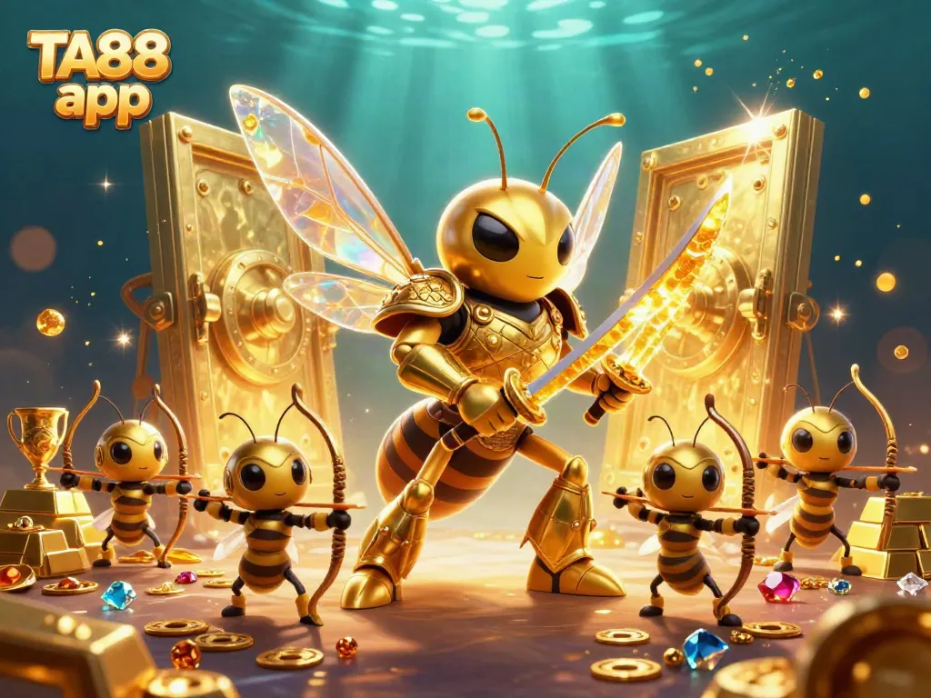 Play the TA88 app with a golden hornet samurai leading a treasure-filled adventure.