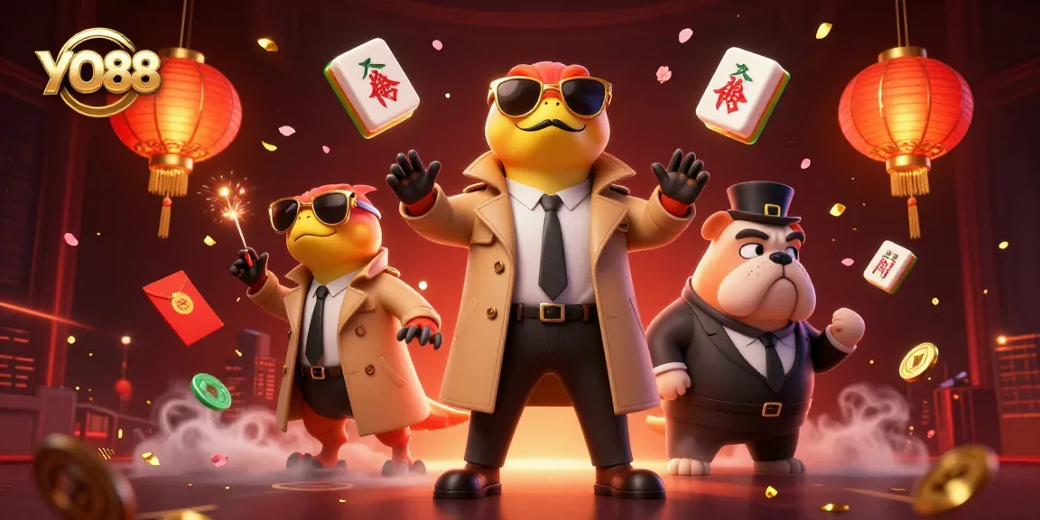 Join YO88 for an exciting VIP casino experience featuring raptors in a trench coat.