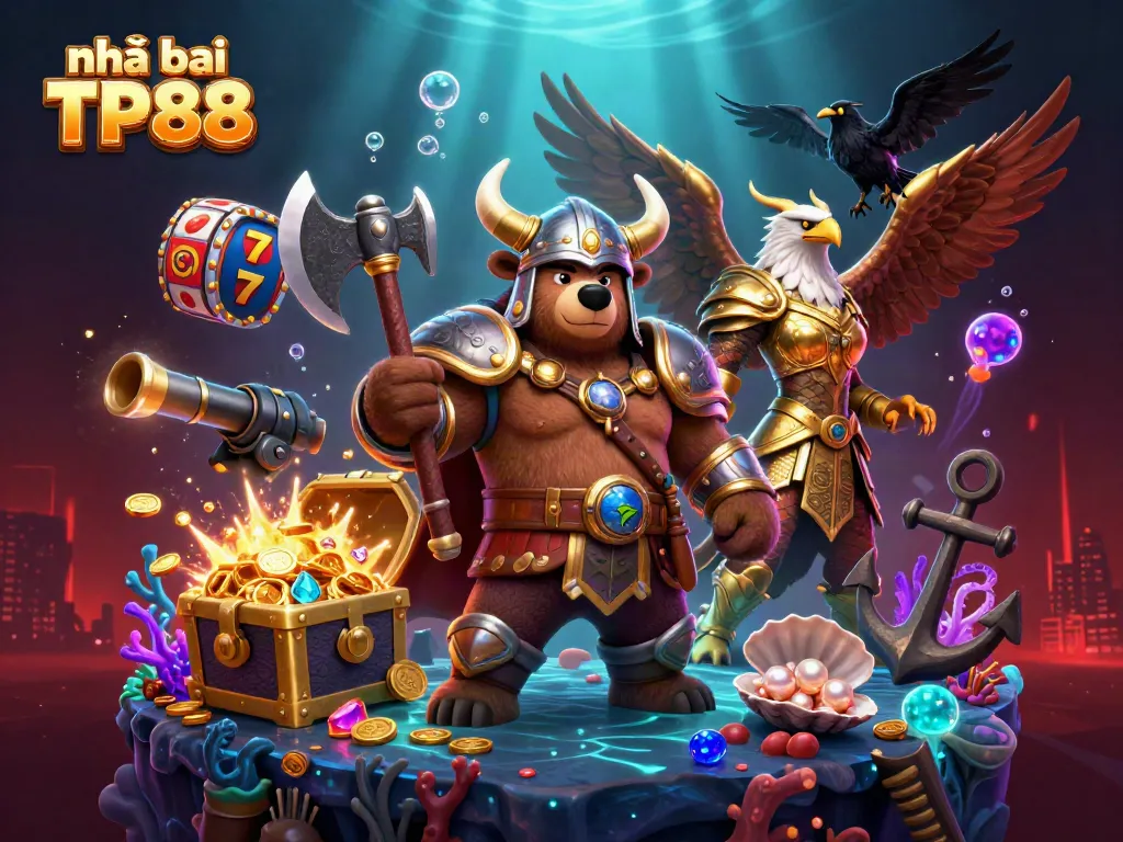 Engage with the thrilling world of Nhà cái TP88 featuring rich 3D characters and vibrant casino elements.