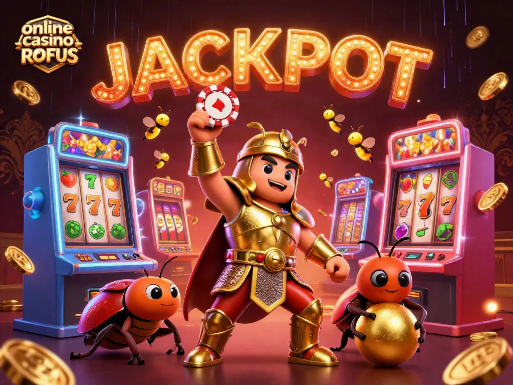 Spin and win at an online casino uden ROFUS with vibrant slots and animated characters!