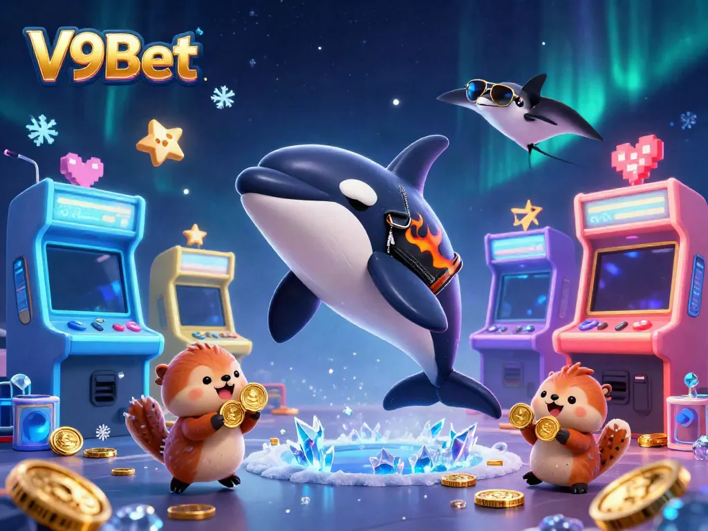 Enjoy engaging games and winning strategies at V9Bet with colorful arcade elements and playful marine characters.
