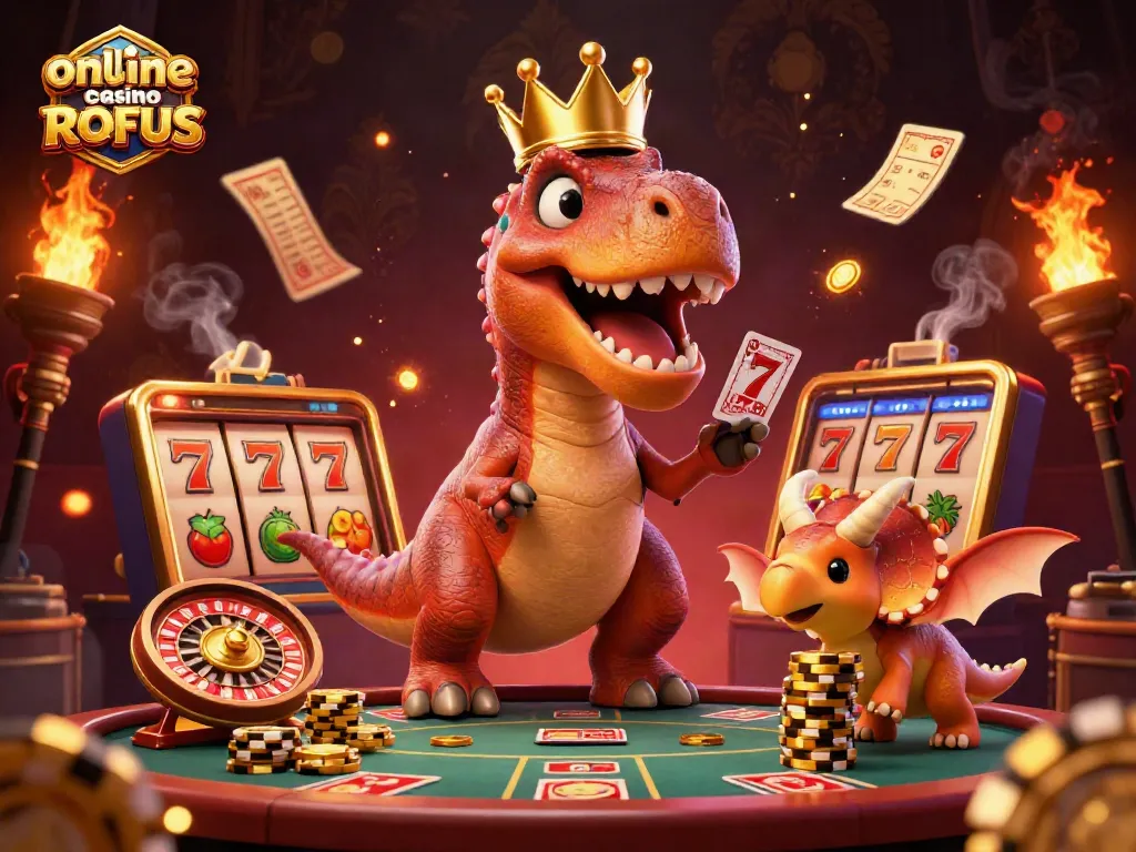 Engage with online casino uden ROFUS featuring animated characters in a fun casino setting.