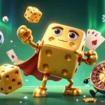 Experience thrilling gameplay at sc88 with an animated golden dice character surrounded by vibrant sports elements and dynamic action.